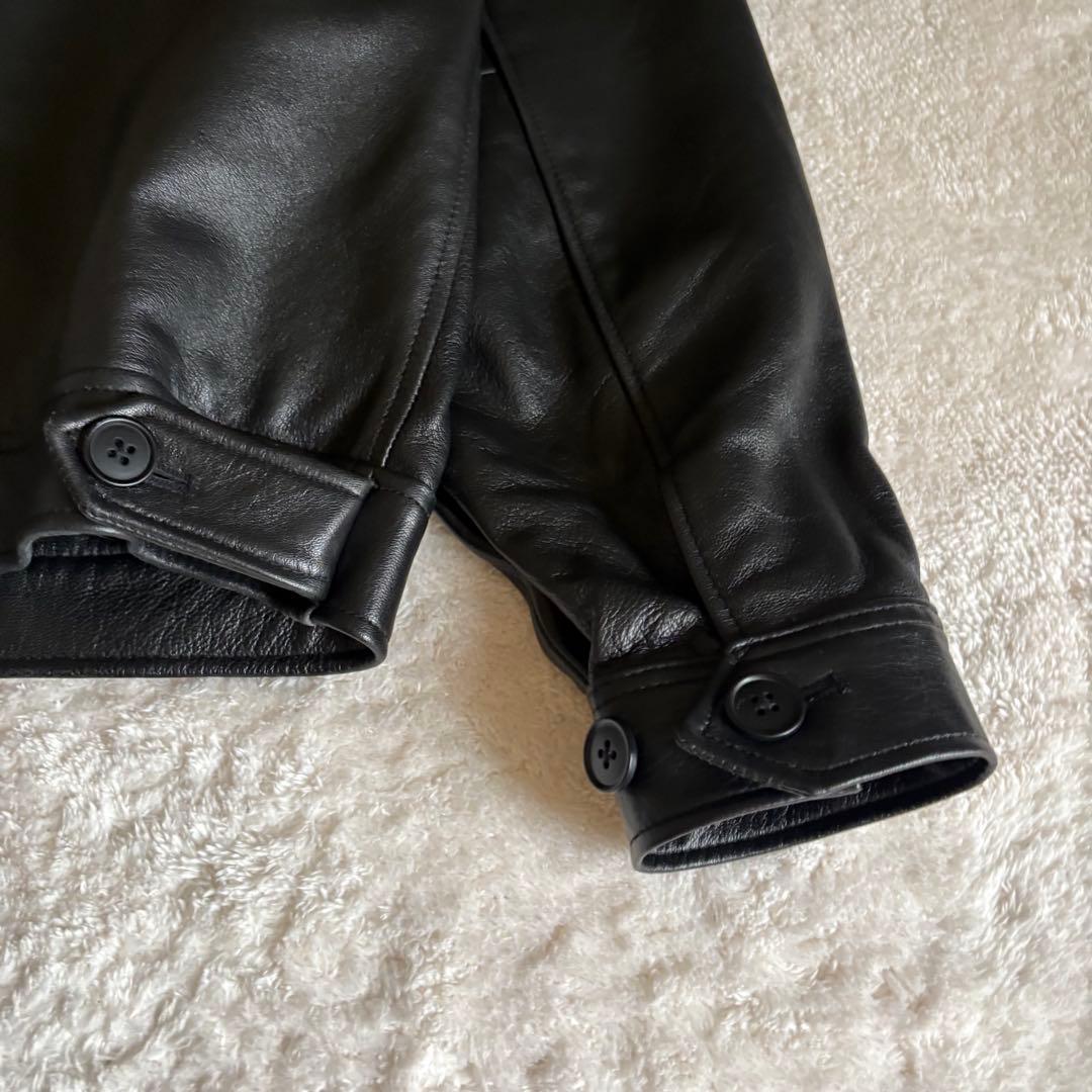 BEAMS ワイドフィット　レザー　ジップブルゾン