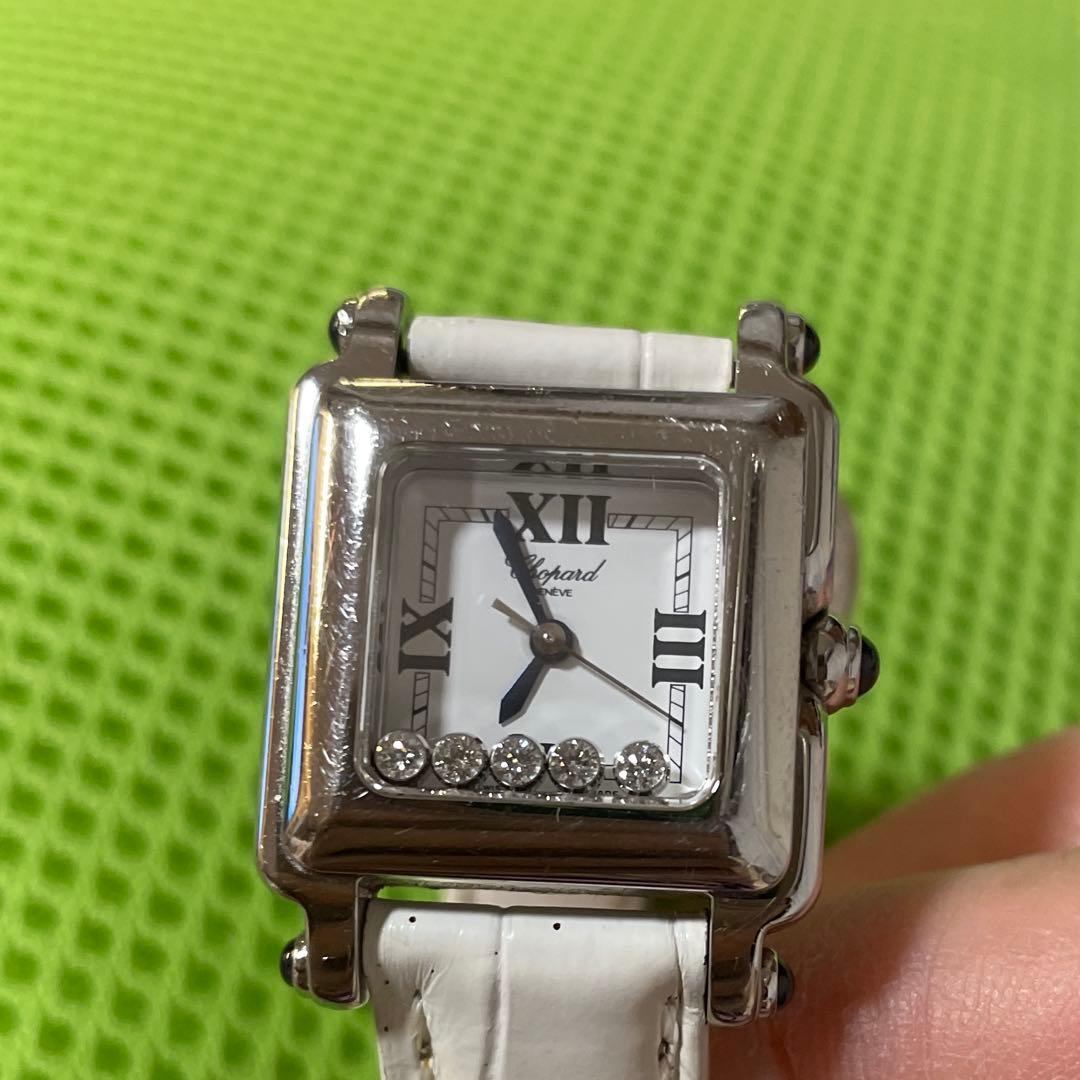 Chopard ホワイトレザー スクエア時計
