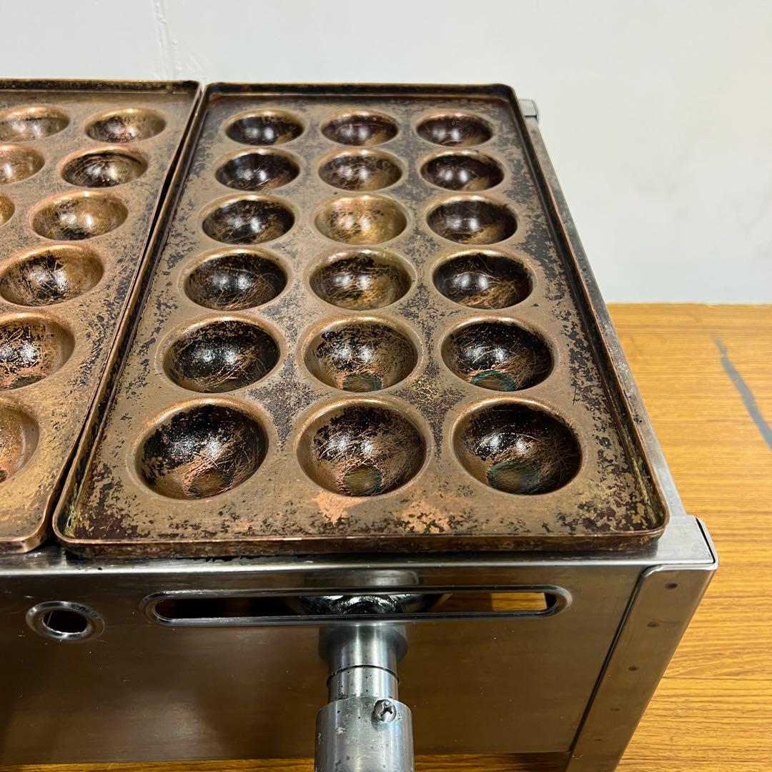 AKS たこ焼き機 3連銅板 プロパンガス用 LPガス 54個焼き