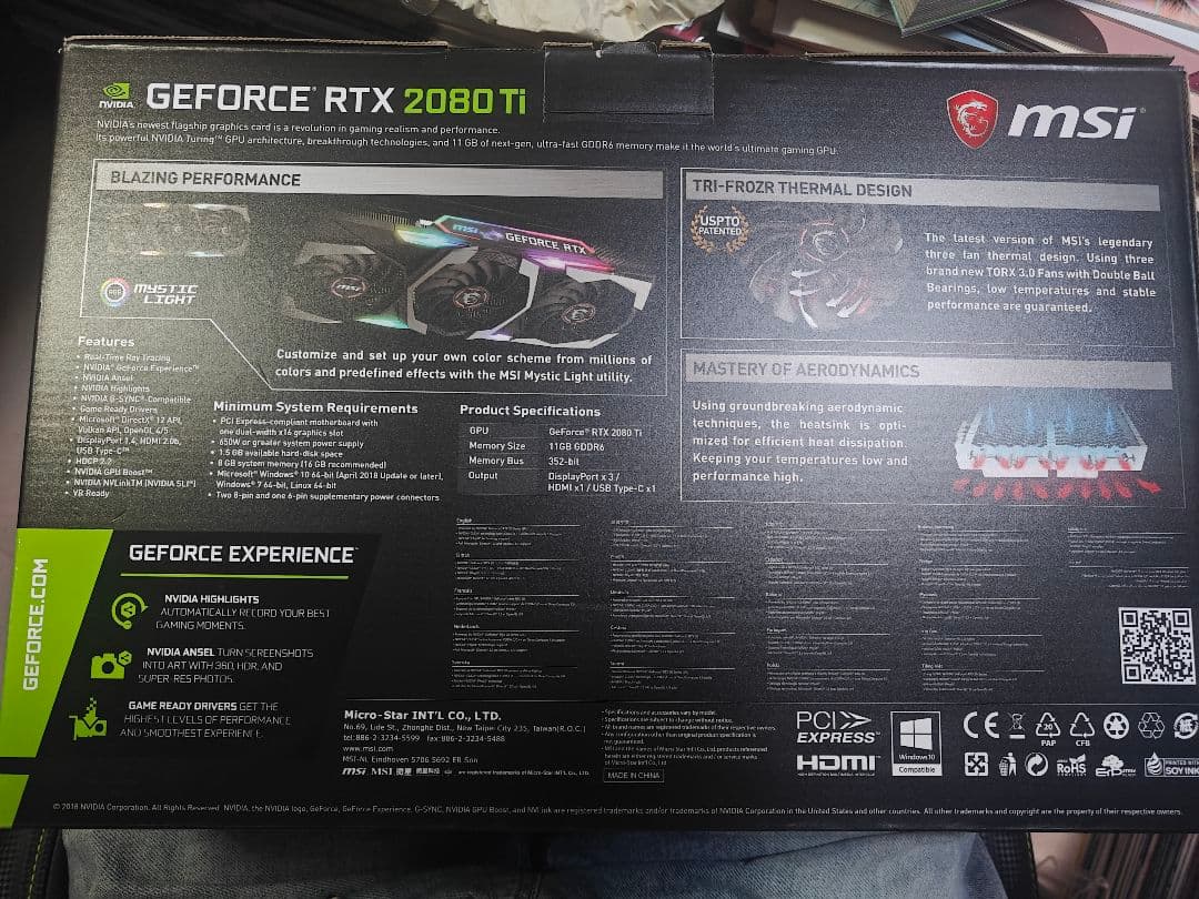 グラフィックボード・グラボ・ビデオカード MSI GeForce RTX 2080 Ti Gaming X Trio