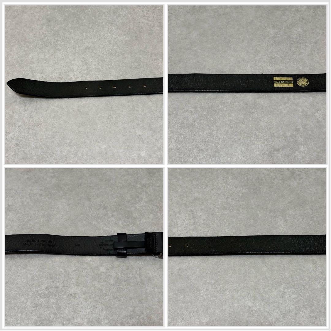 【ナイジェルケーボン】ベルト　ブライドルレザー　シルバーバックル　ブラック