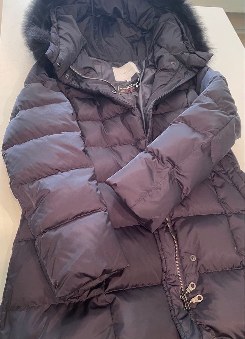 UNTITLED【はっ水機能/フード取り外し可/防寒】ロングダウンコート