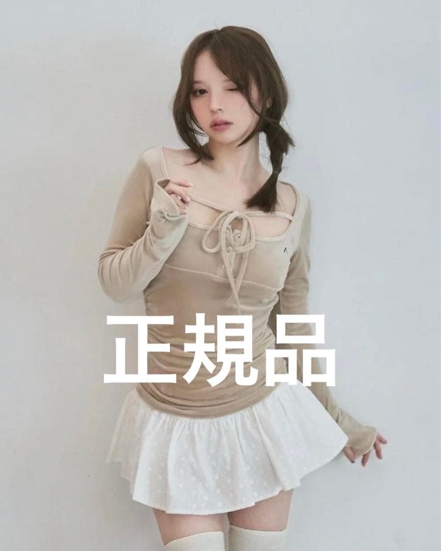 トップス andmary Jemma ribbon tops beige