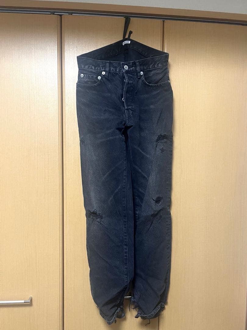 アンスクリア】DENIM BAGGY PANTS - BLACK USED