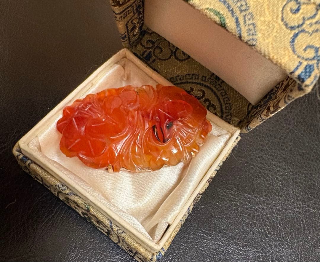 14K ブローチ　めのう