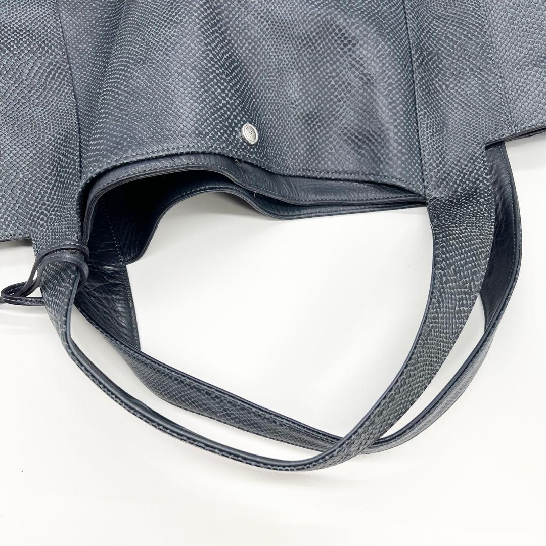 極美品✨アニアリ　エディターズトートバッグ　スケイルレザー　ネイビー　A4　希少