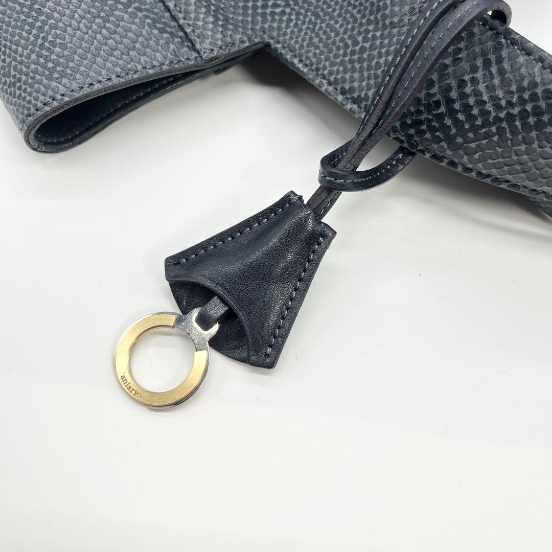 極美品✨アニアリ　エディターズトートバッグ　スケイルレザー　ネイビー　A4　希少