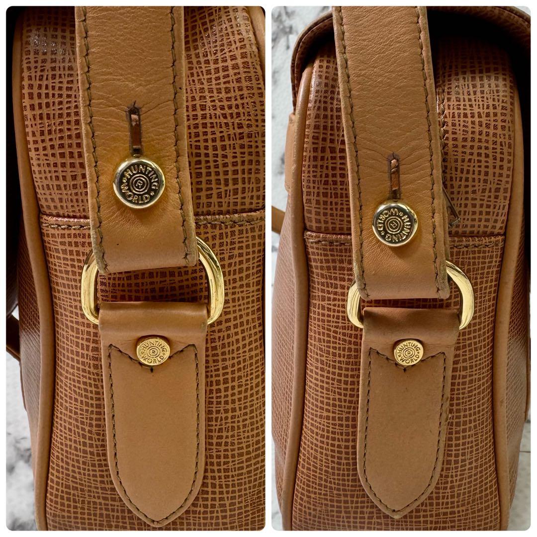 ハンティングワールド　メッセンジャーバッグ　斜め掛け　サファリ　ゴールド金具