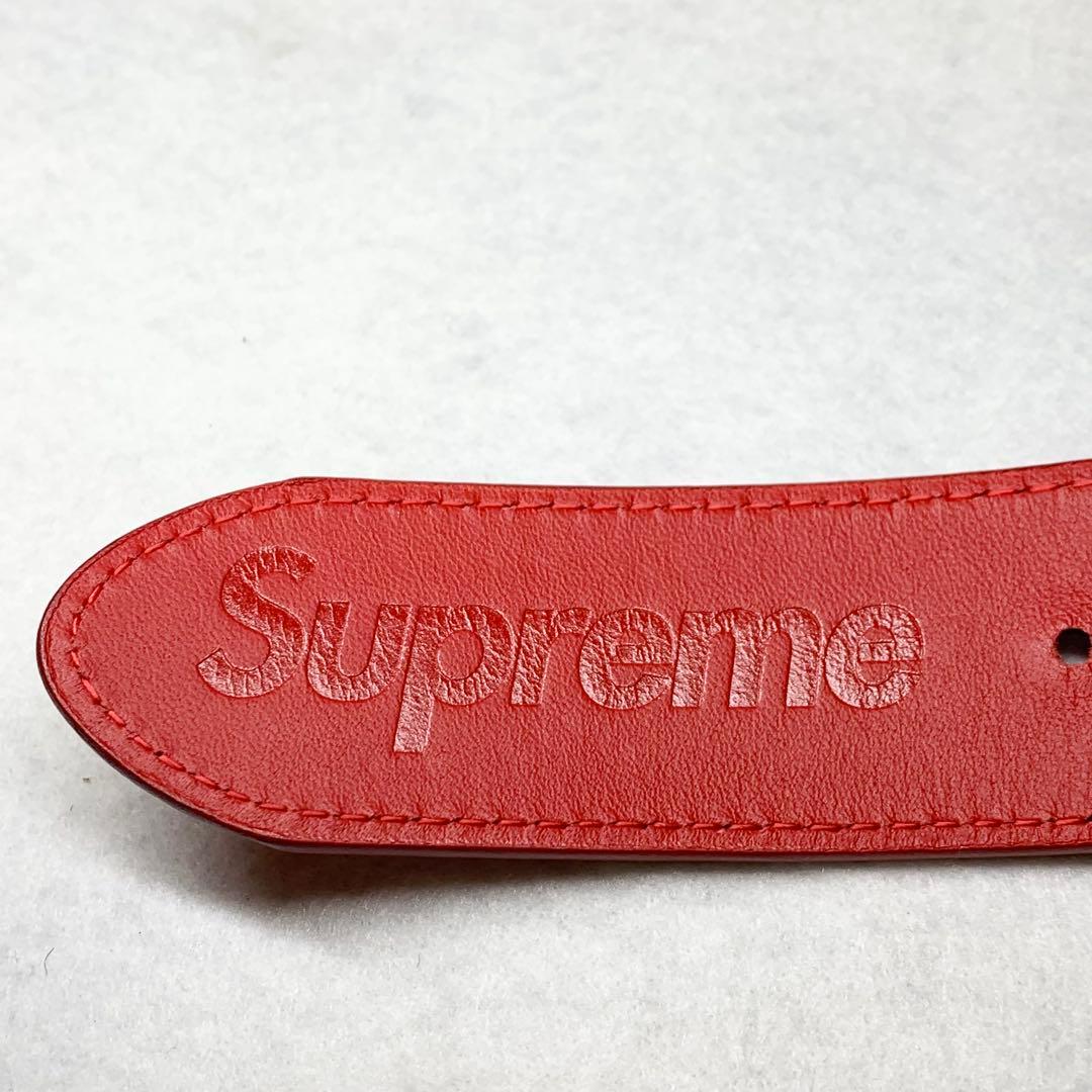 未使用級 18SS SUPREME ベルト レザー 本革 スタッズ レッド