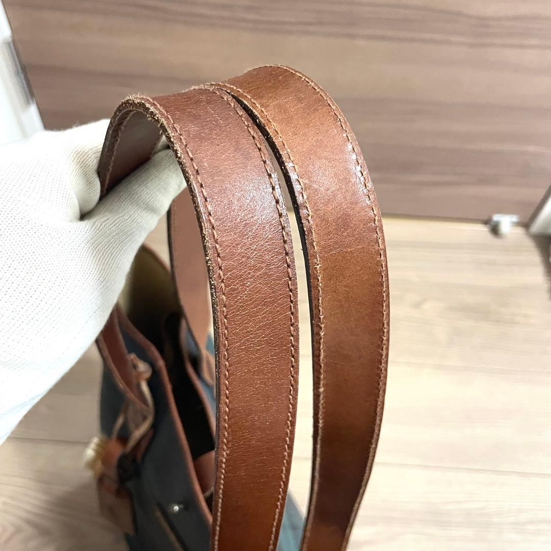 美品/ポロラルフローレン トートバッグ　ブラックウォッチ　ブラウン　PVCレザー