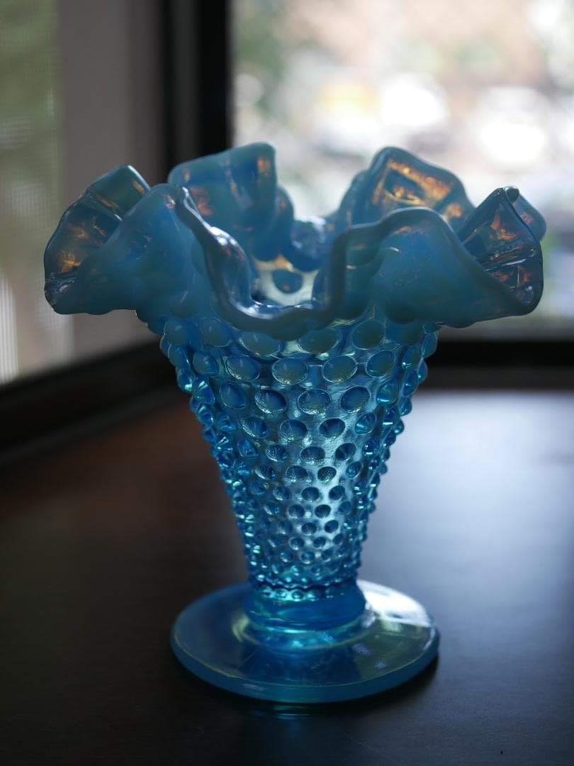 フェントン 大きいサイズ ブルーオパールセントホブネイル フラワーベース