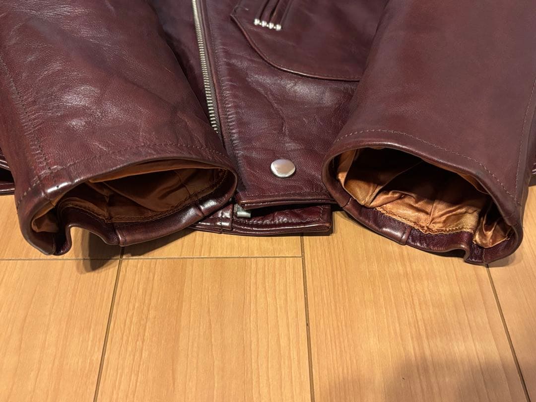 ファウンテンヘッドレザー　デルタ　Dポケダブルレザージャケット　36　茶　難あり