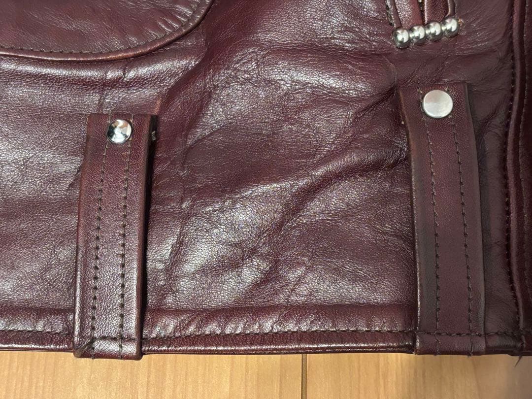 ファウンテンヘッドレザー　デルタ　Dポケダブルレザージャケット　36　茶　難あり