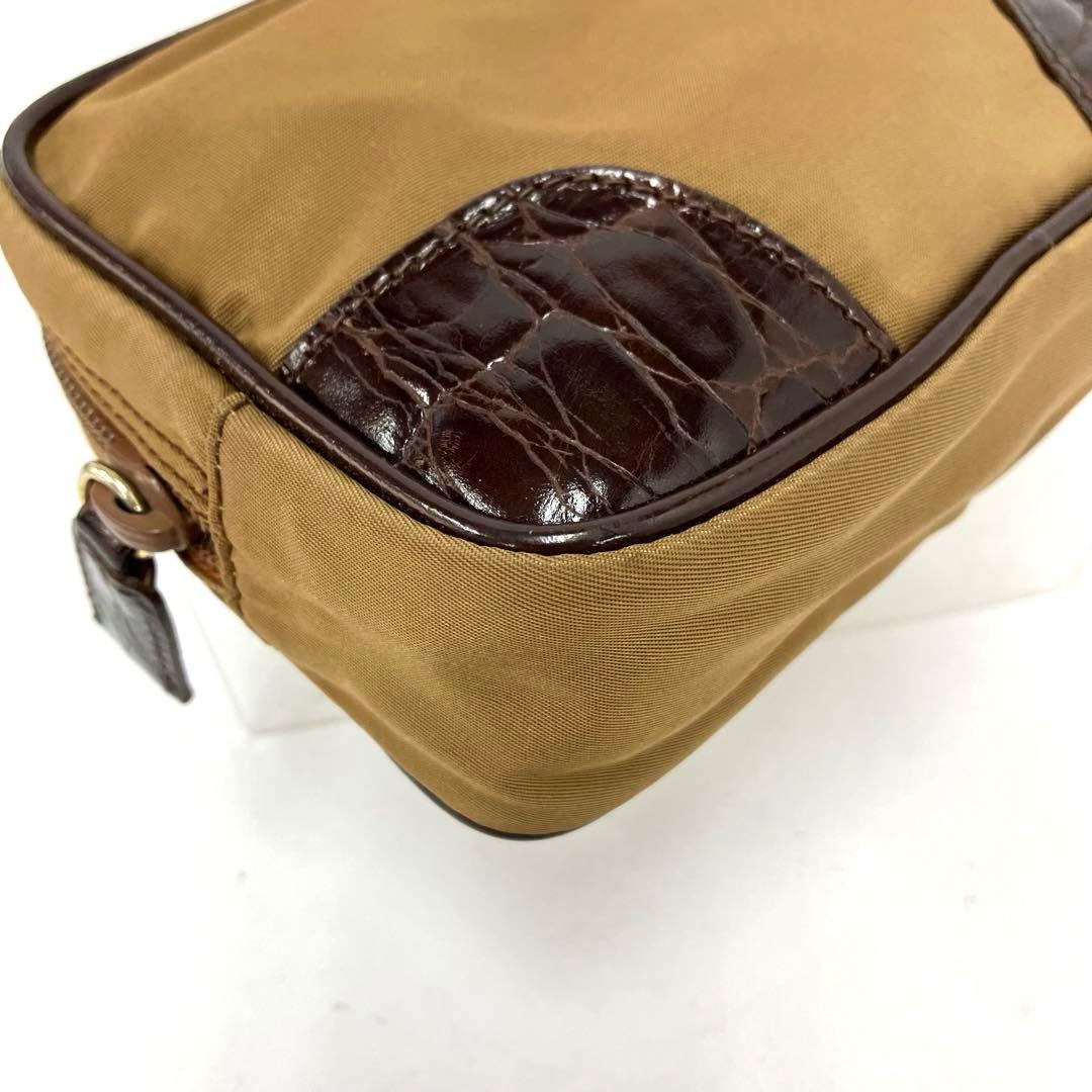 ヴィンテージ☆PRADA☆プラダ☆ウエストポーチ☆クロコ型押し☆ナイロン☆カーキ
