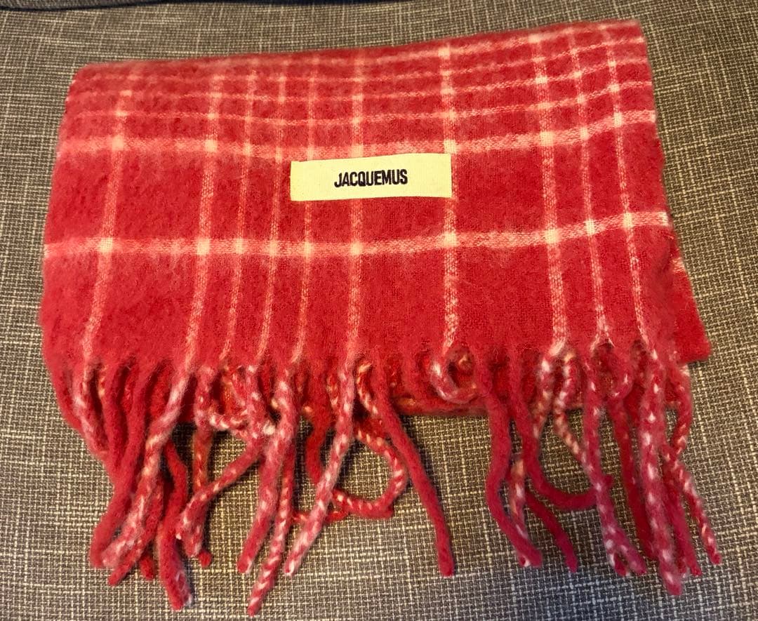 JACQUEMUS 赤 チェック柄 ストール　マフラー