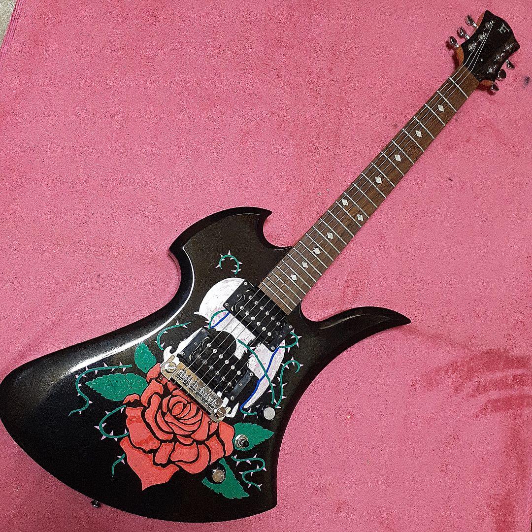 【良・美品】薔薇髑髏ペイント・hideモデル。モッキンバードエレキギター。