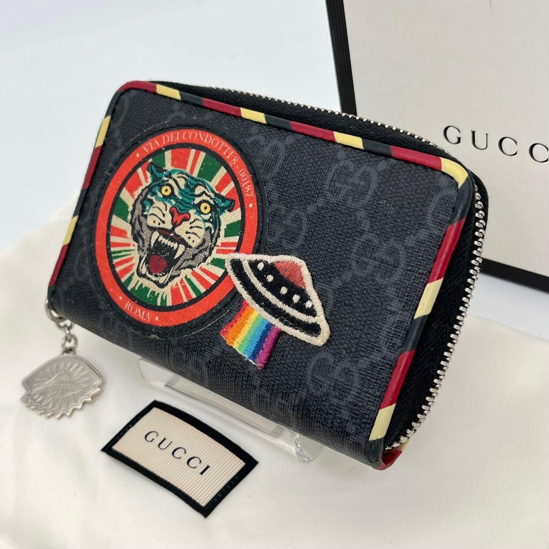 GUCCI ケース ラウンドジップ ナイトクーリエ GGスプリーム ロゴ入