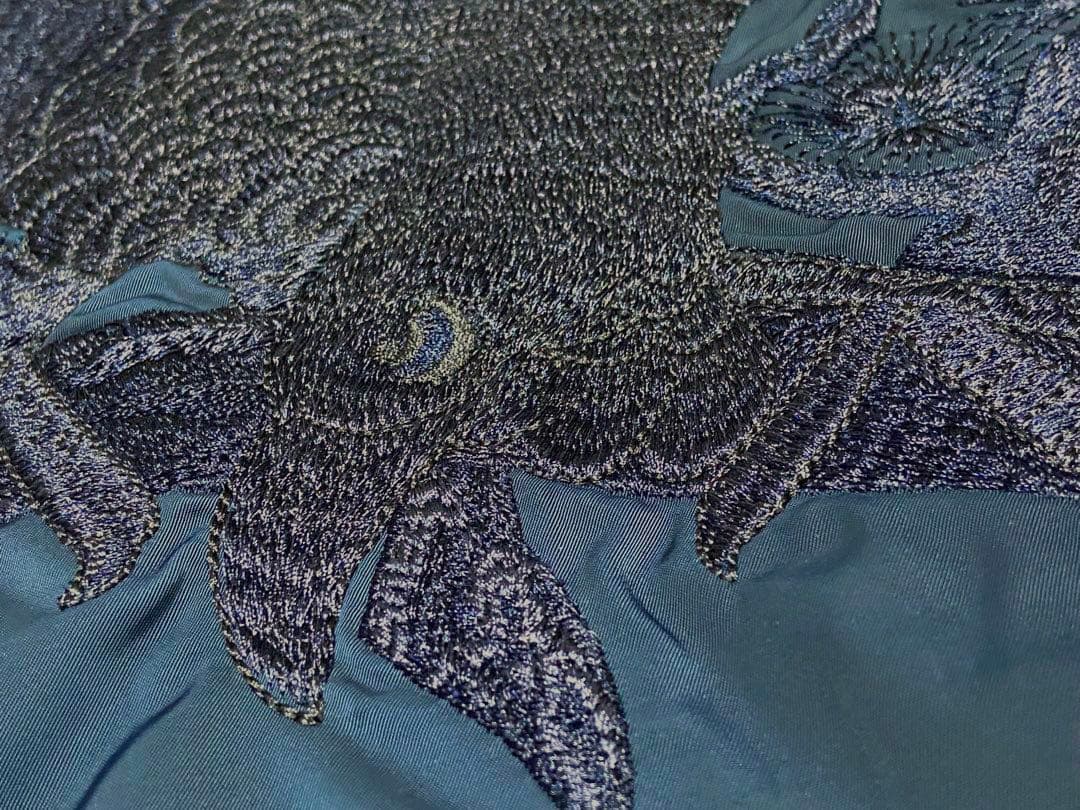 アリステア スカジャン MA-1 両面刺繍 鷹 和柄 刺繍ジャケットXLネイビー