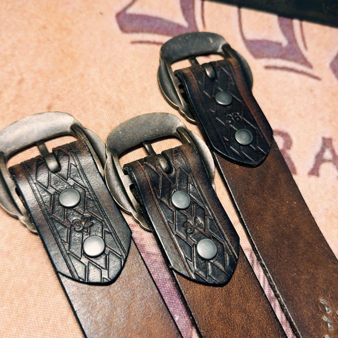 RRL ヴィンテージエンボスレザーベルト36