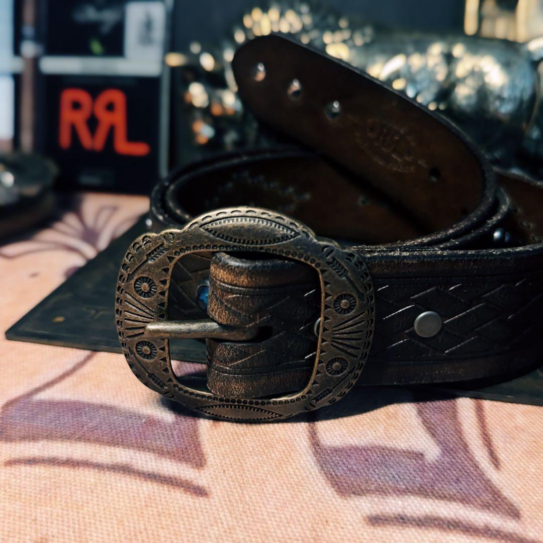 RRL ヴィンテージエンボスレザーベルト36