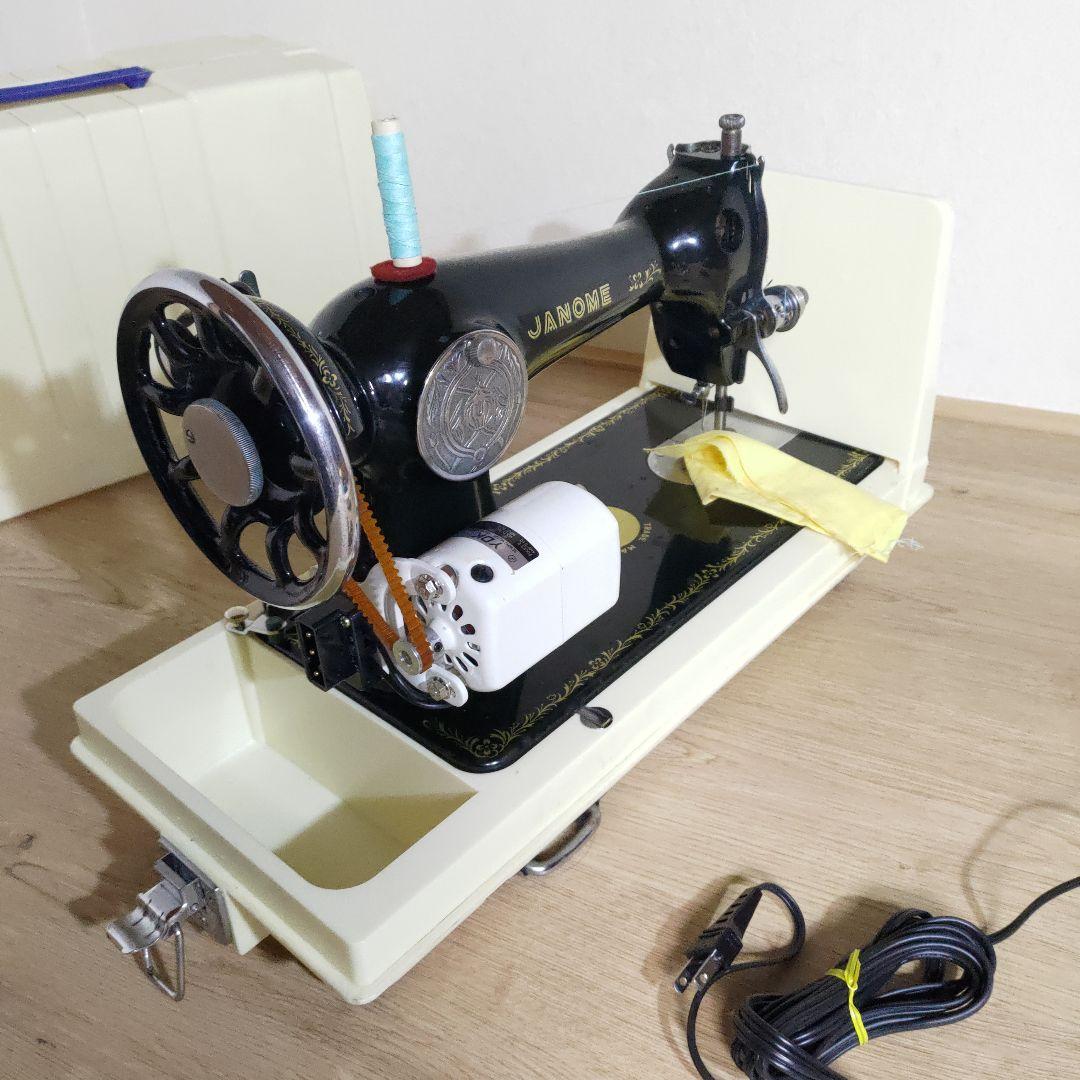 極美品 95年 ジャノメミシン アンティーク 電動 ペダル付き