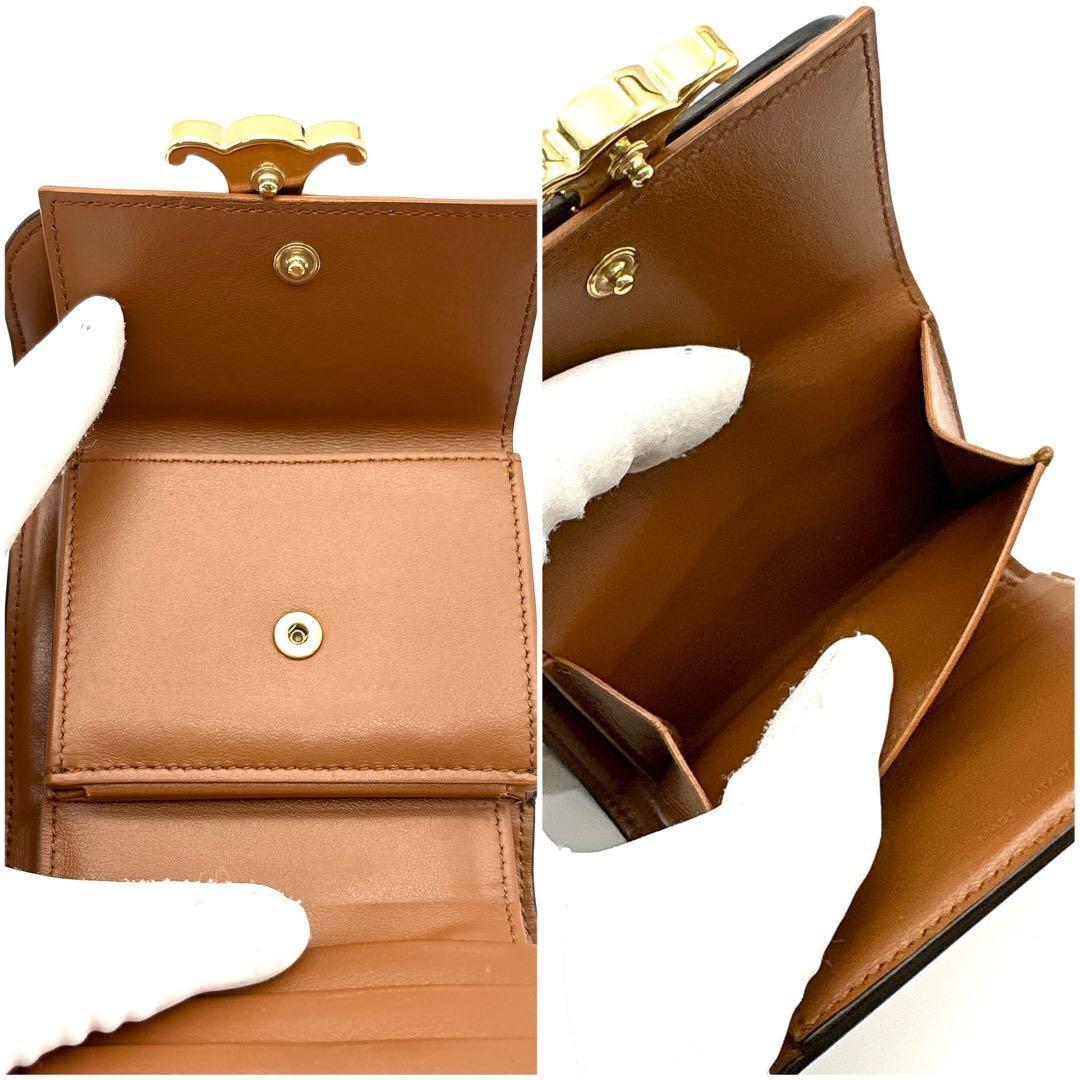 現行◆CELINE 三つ折り財布 トリオンフ キャンバス ブラウン