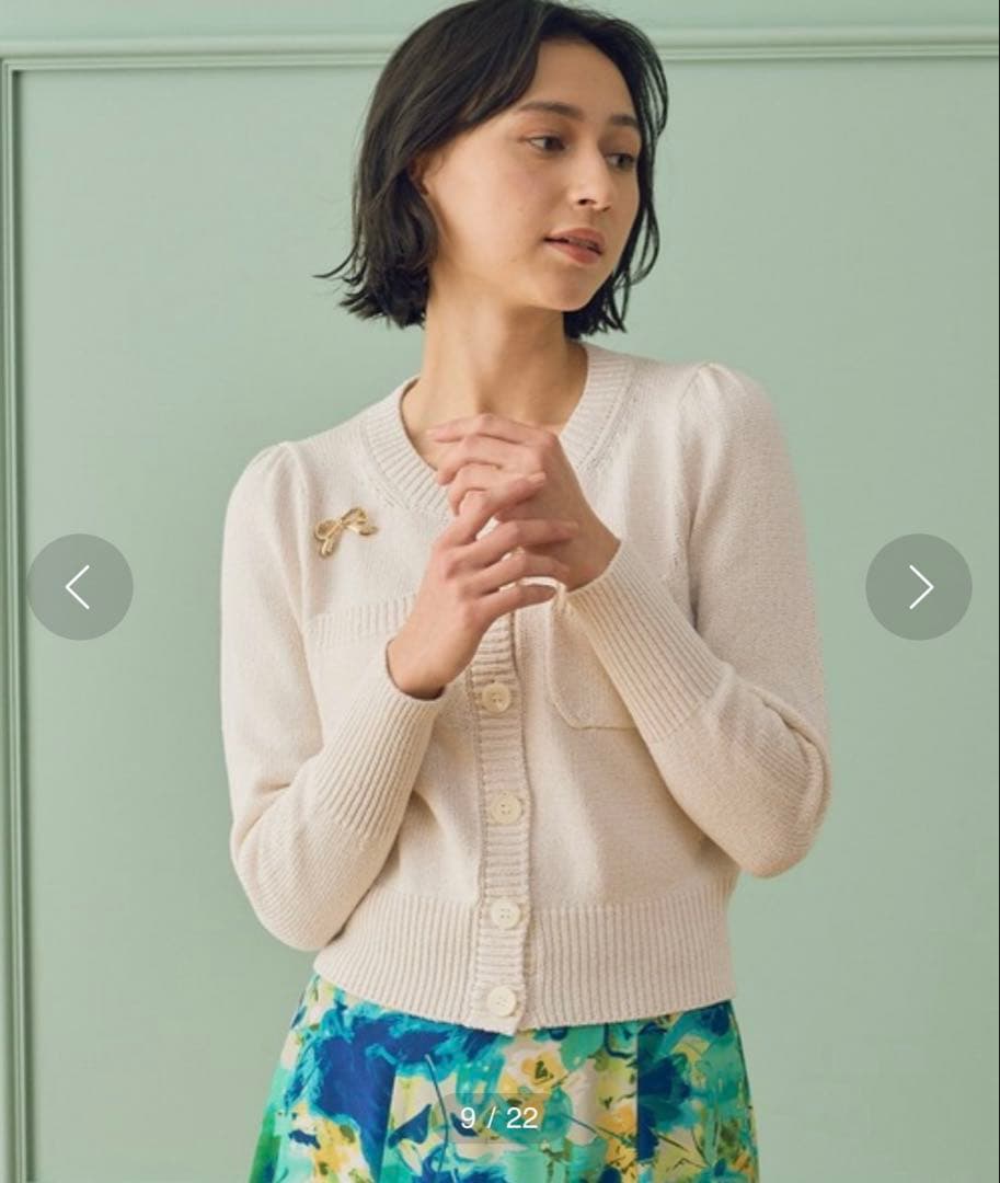 新品☆ANAYI ブライトリリヤーンクルーネック カーディガン/セオリー、23区