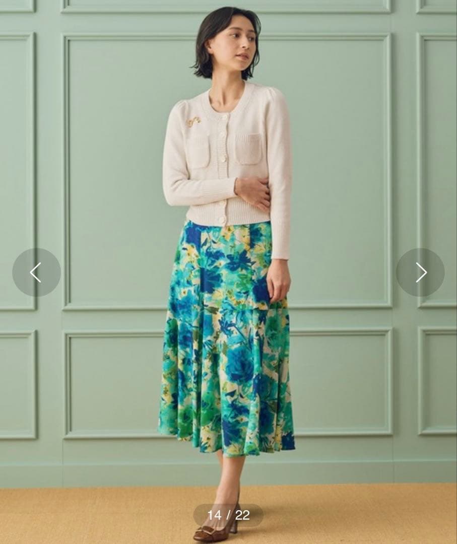 新品☆ANAYI ブライトリリヤーンクルーネック カーディガン/セオリー、23区