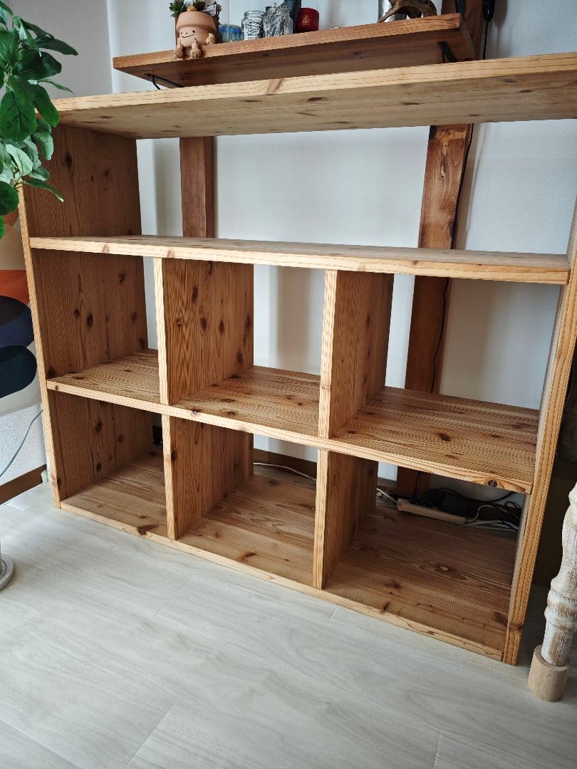 木製（杉、無垢材）ラック 幅1200mm 6つの収納