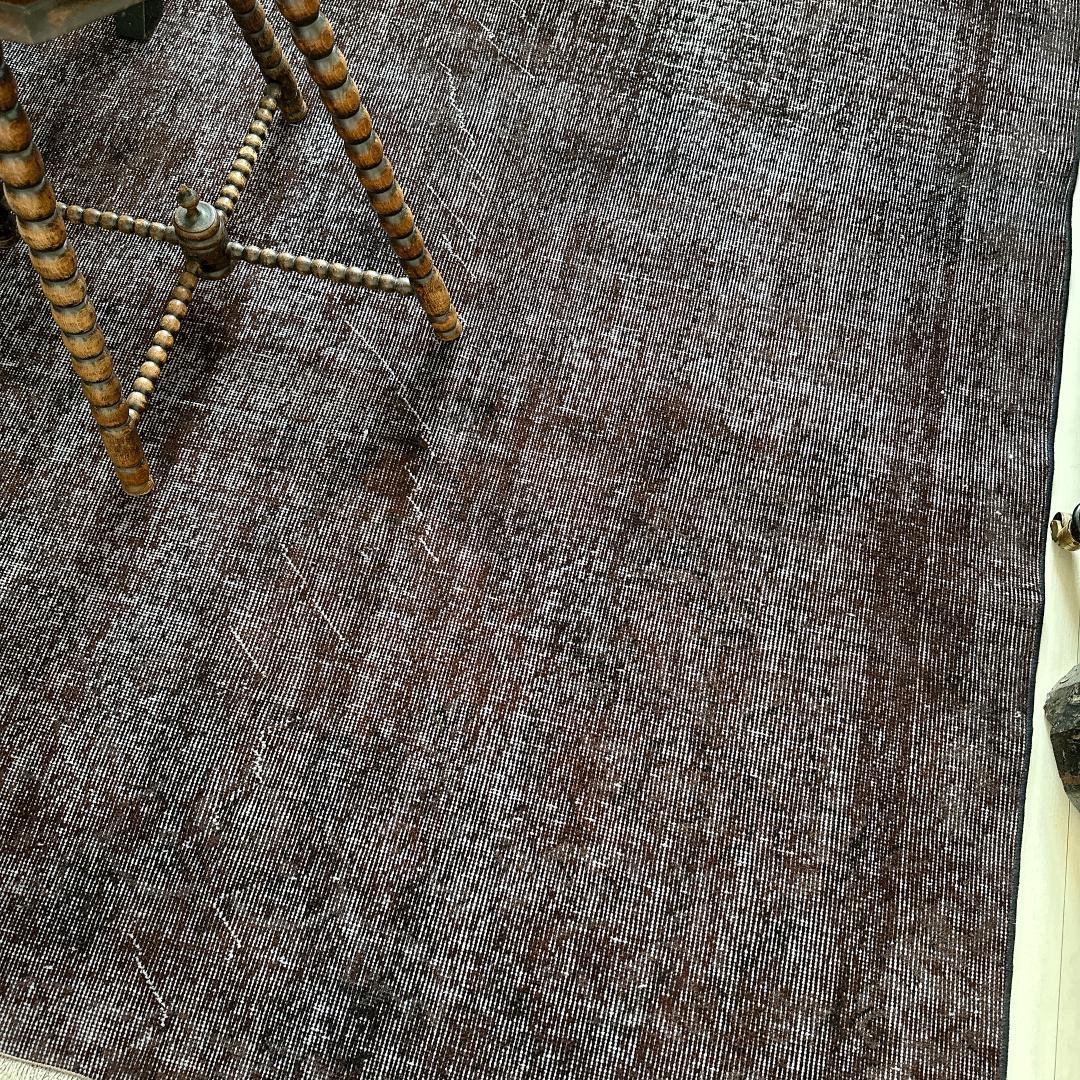 トルコ ヴィンテージラグA47 超大判 レア ダークブラウン オーバーダイラグ