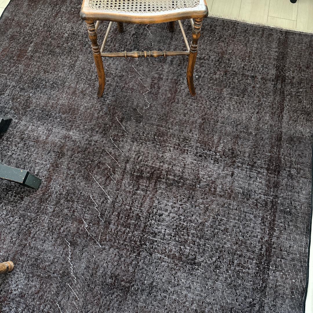 トルコ ヴィンテージラグA47 超大判 レア ダークブラウン オーバーダイラグ