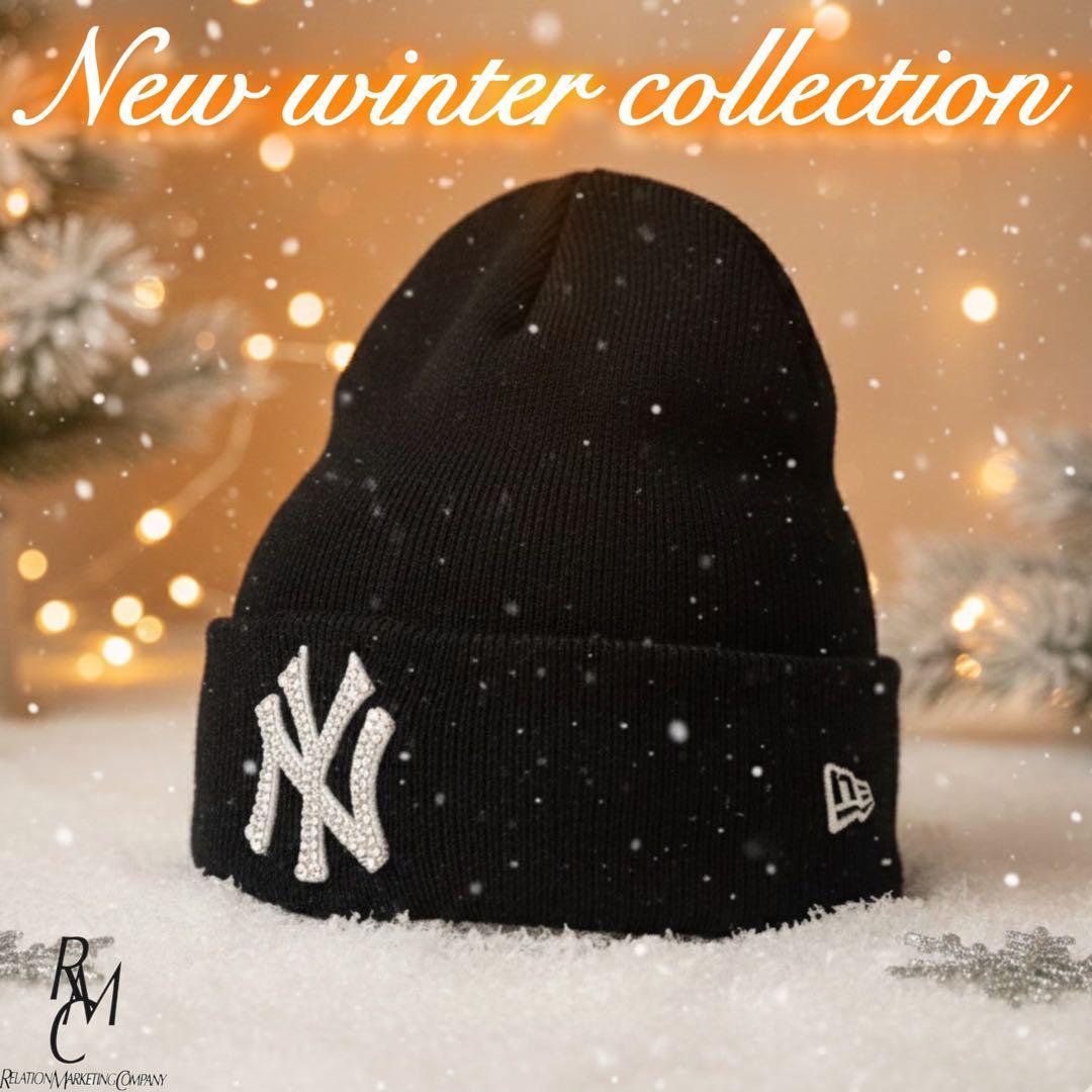 NEW ERA ニット帽　スワロフスキー　デコキャップ　 NY デコビーニー