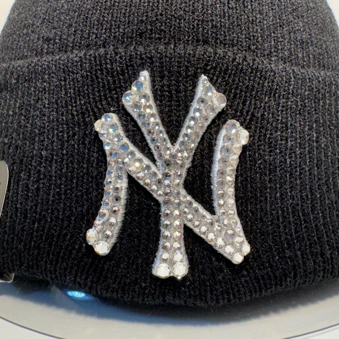 NEW ERA ニット帽　スワロフスキー　デコキャップ　 NY デコビーニー
