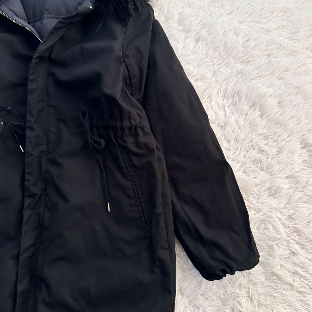 ドゥーズィエムクラス リバーシブルダウンジャケット 2way ラクーンファー 黒