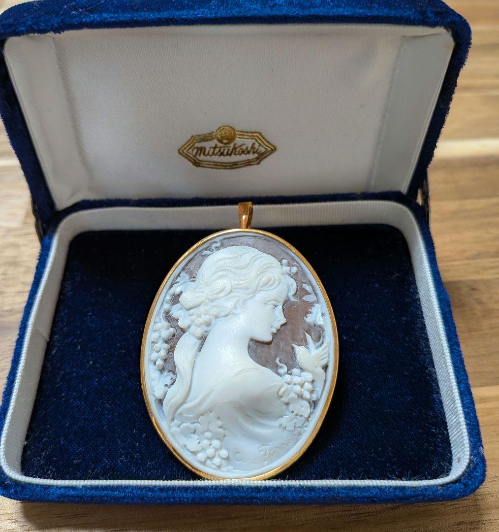 カメオブローチペンダント K18