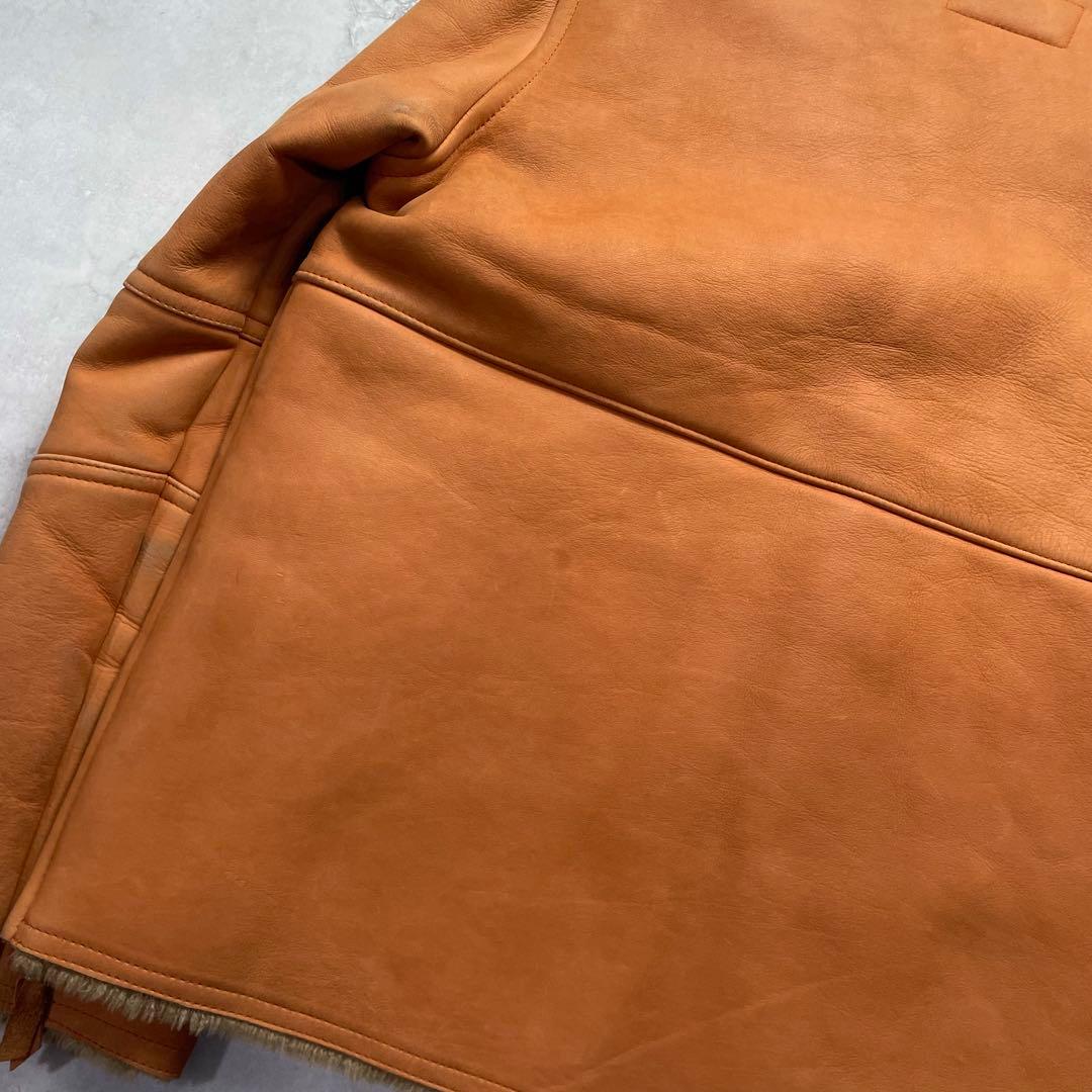 希少XL相当/上野商会 牛革 ムートンジャケット キャメル 本革ライダース
