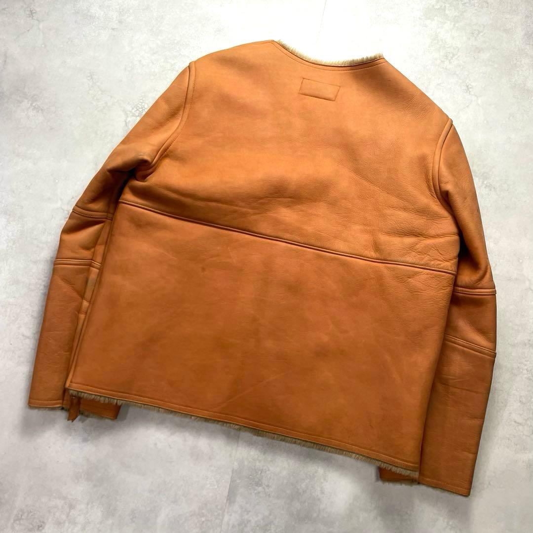 希少XL相当/上野商会 牛革 ムートンジャケット キャメル 本革ライダース