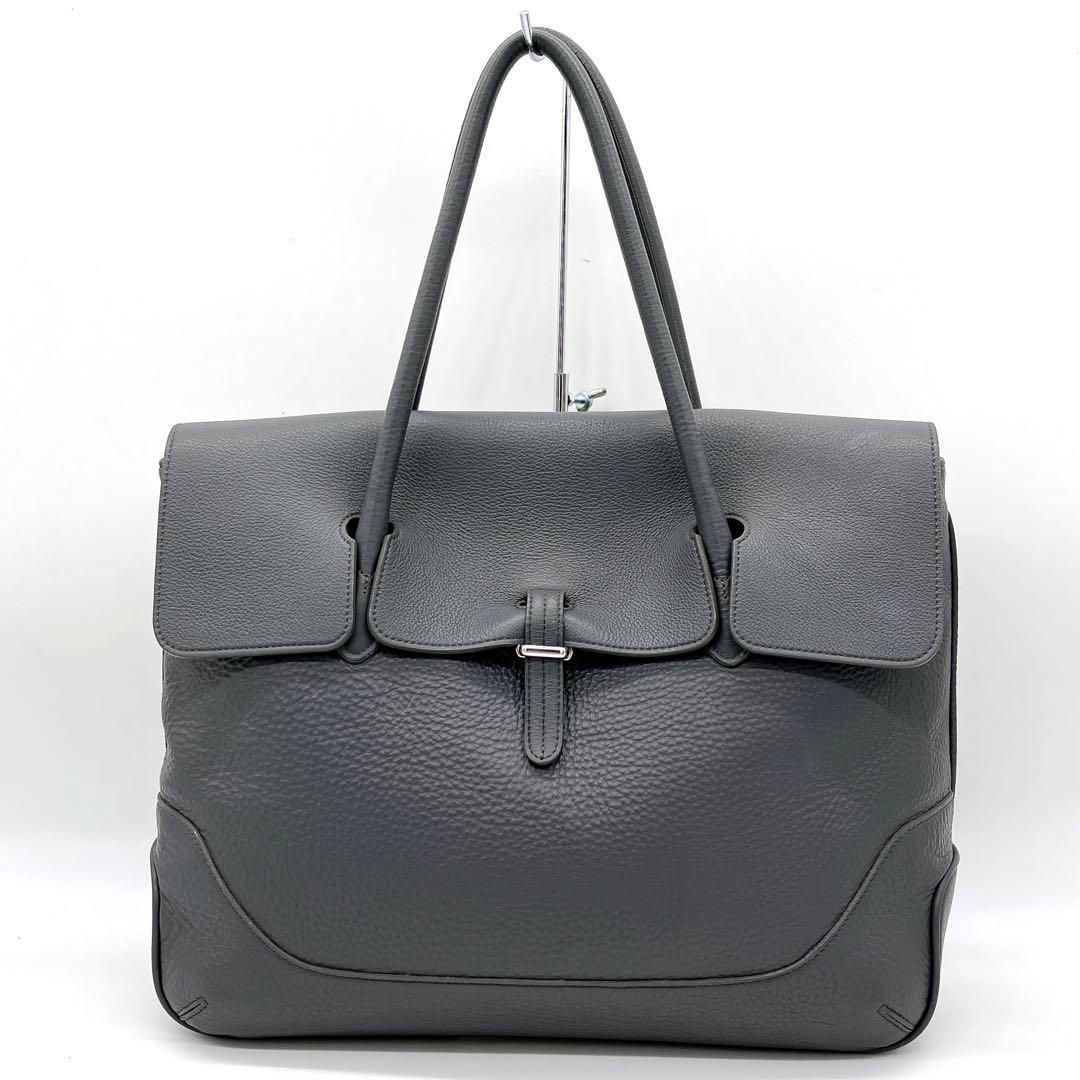 専用【PELLE MORBIDA】ビジネスバッグ　トートバッグ レザー　グレー.