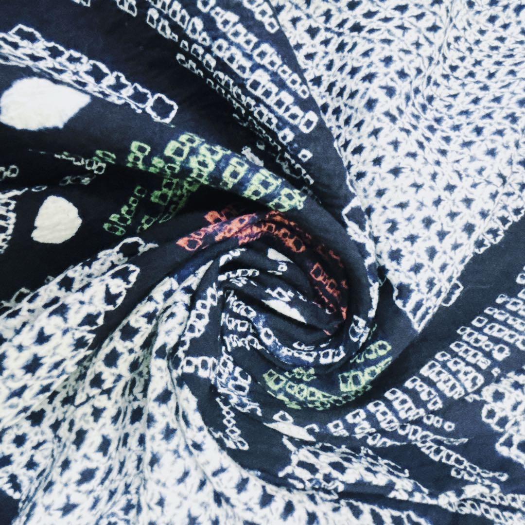 A72有松鳴海絞り 高級浴衣 花 綿　美品