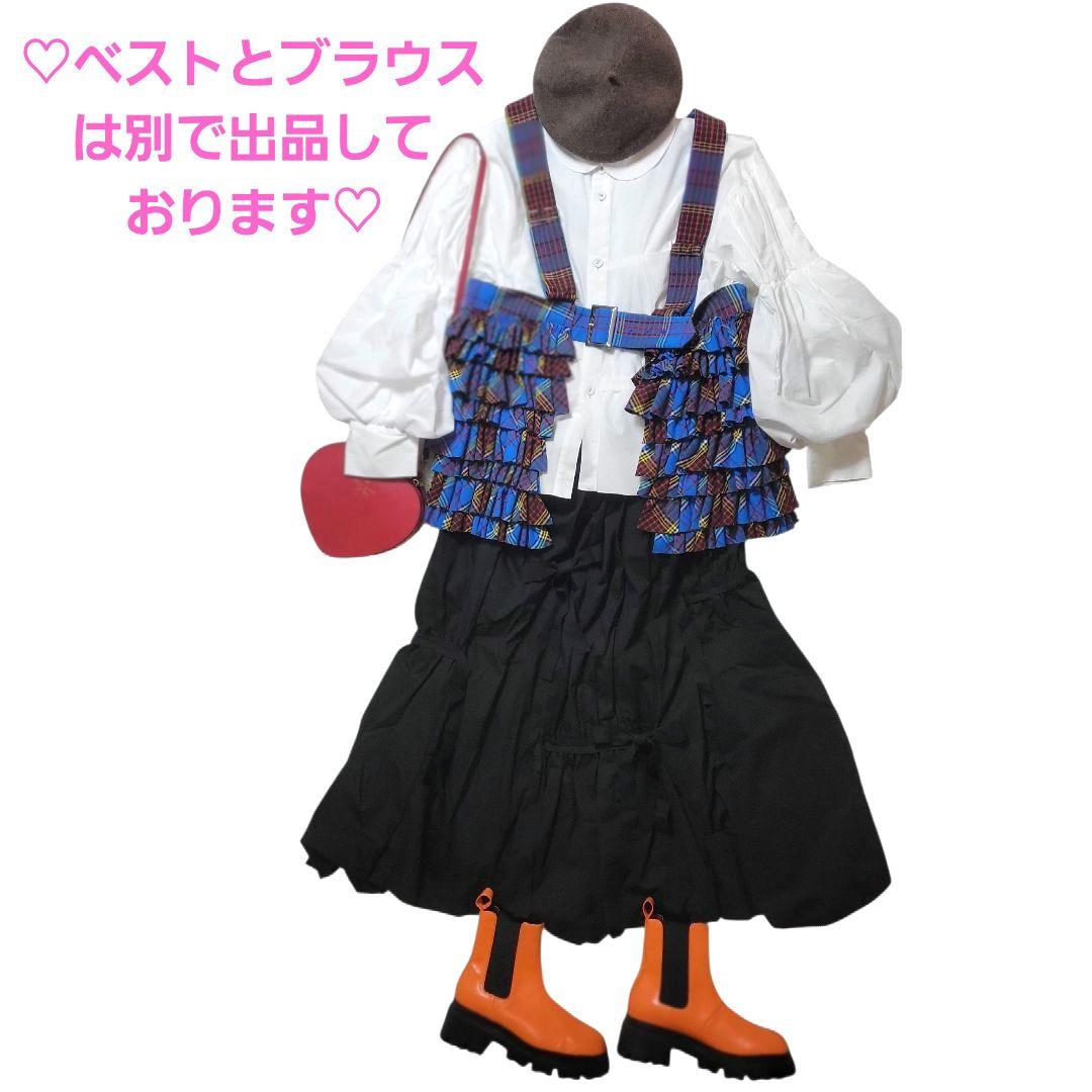 ♡大人F2♡frankygrow♡ギャザー リボン バルーン スカート ブラック