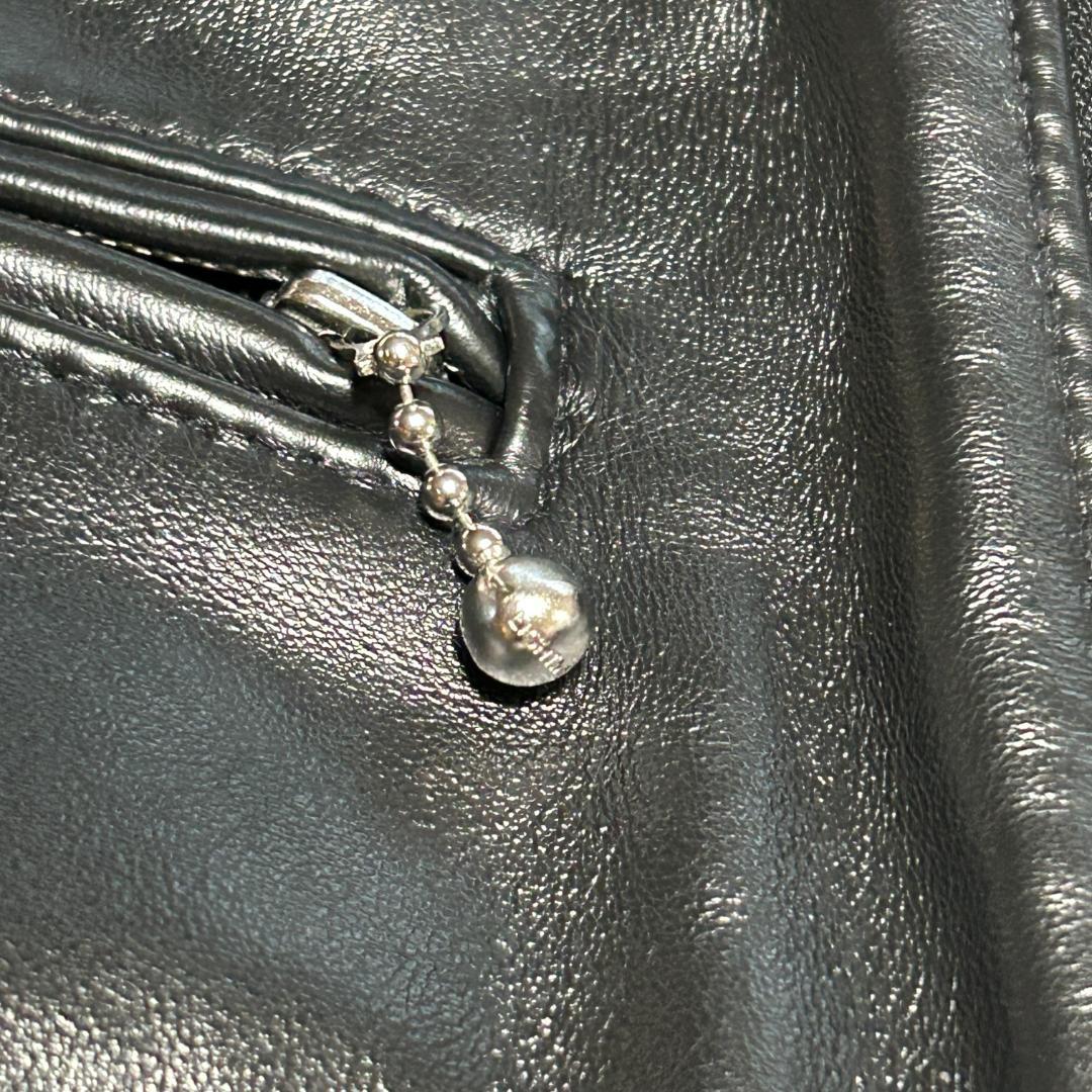 極美品　ルイスレザー　402　ライトニング　タイト　馬革　内ポケット付　黒　40