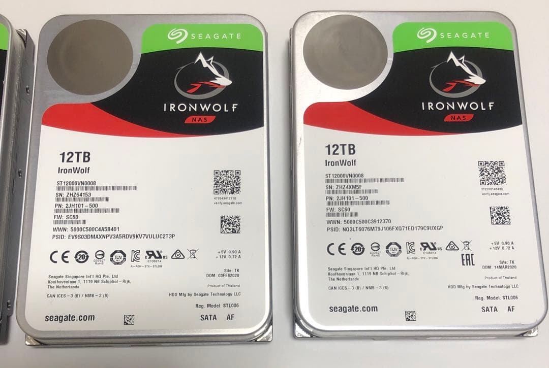 Seagate IronWolf 12TB HDD 4個