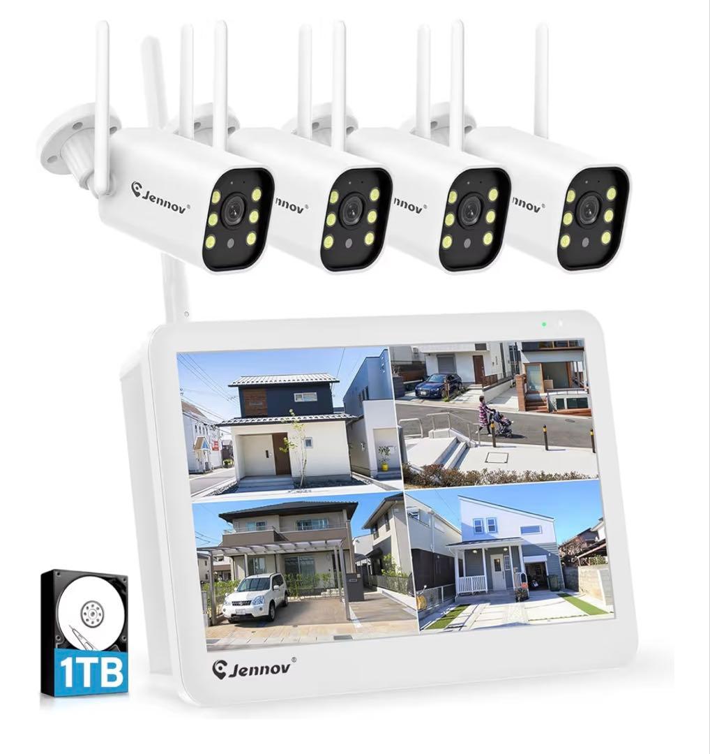 防犯カメラ 屋外 500万画素 ４台セット 1TB スマホ連動 アプリ対応