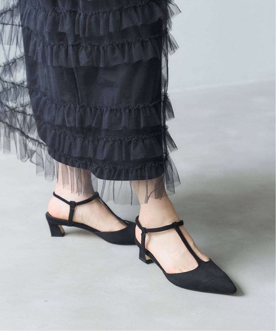 LE TALON ルタロン 4cmTストラップパンプス ブラック 22.5cm