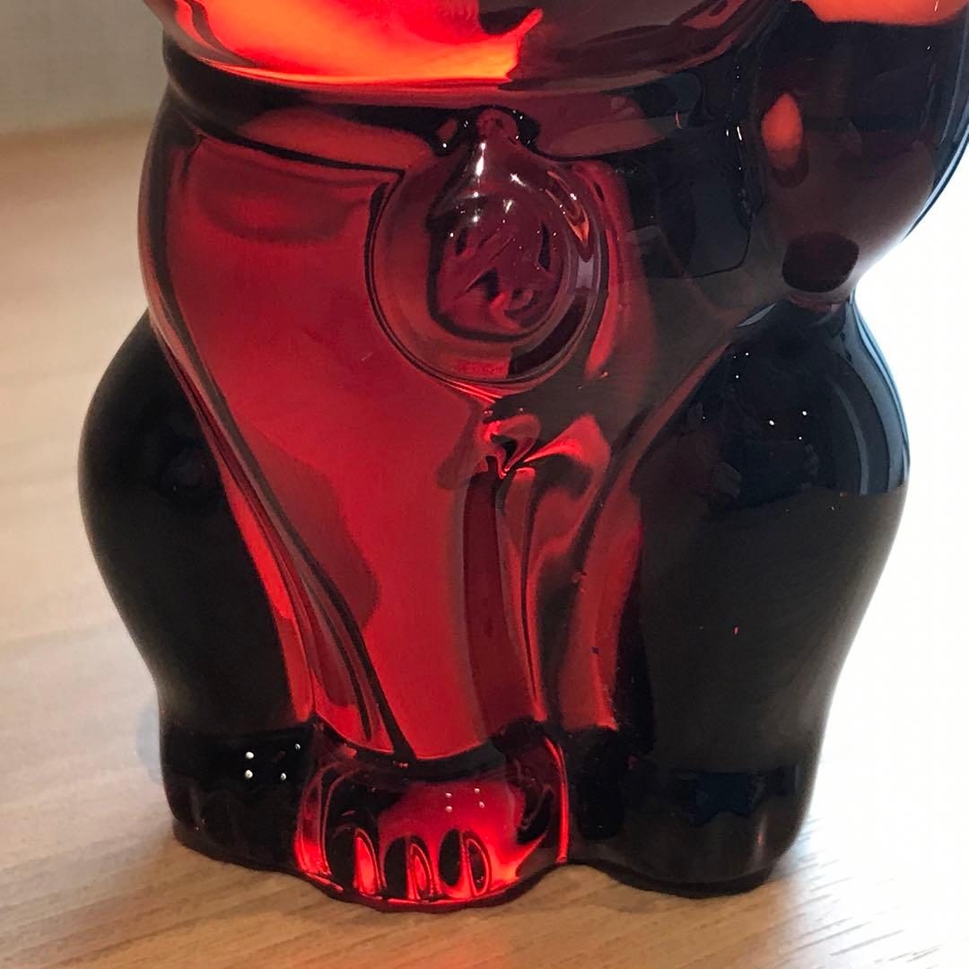 プシュケ 可愛らしい♡アンティークバカラ招き猫フィギュリン♪真紅♪縁起物☆