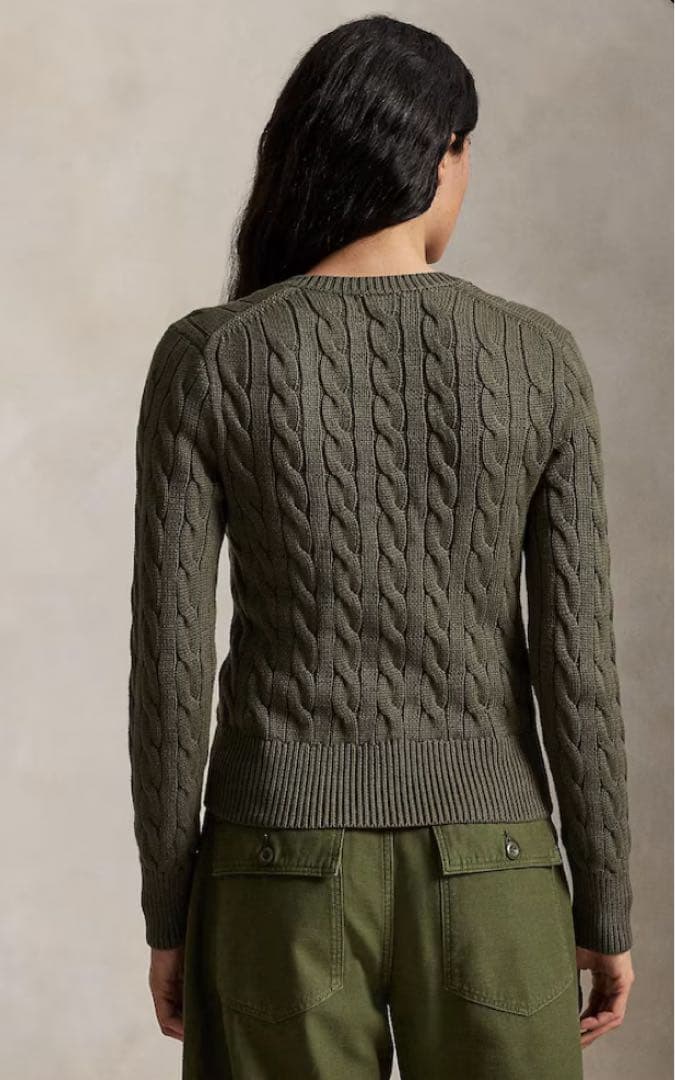 【正規品・未使用紙タグ付】ポロラルフローレン❤️ケーブルカーディガンカーキM