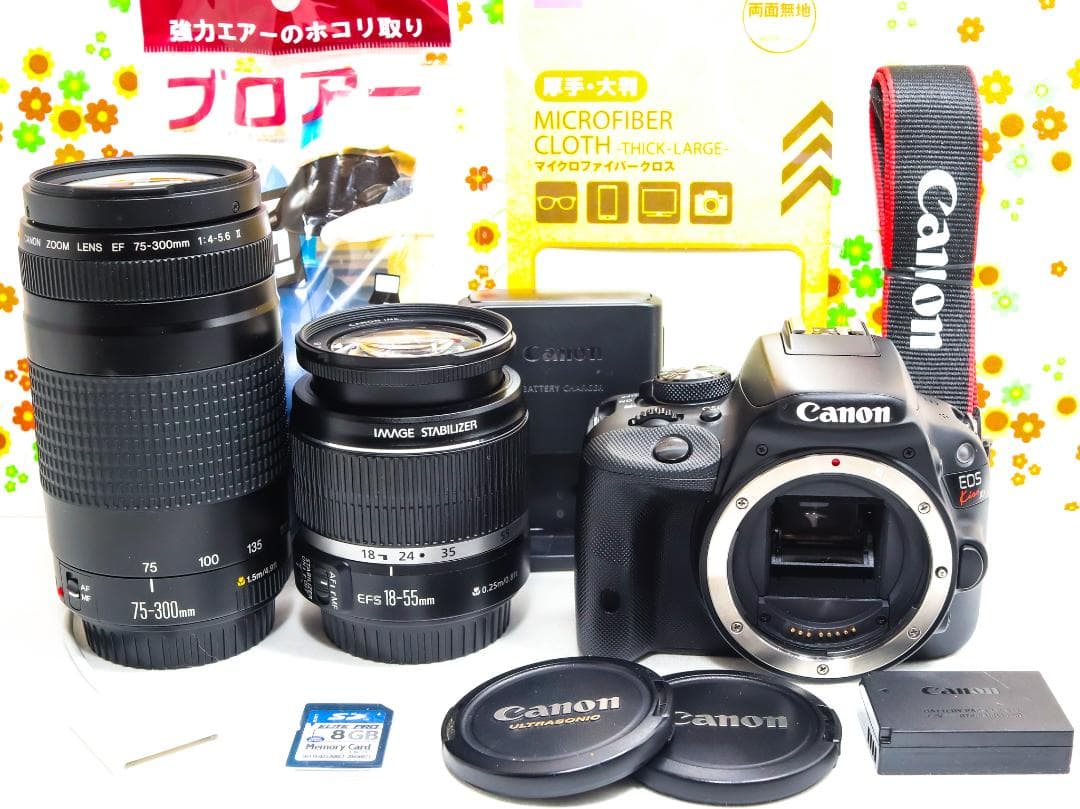 Canon kiss x7☆スマホ転送♪☆超小型・軽量☆超望遠ダブルレンズ付き