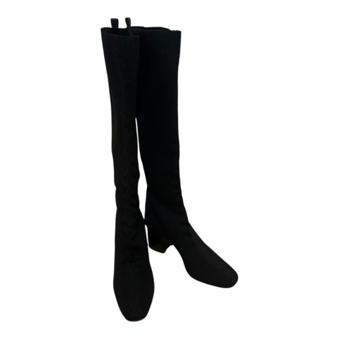 【美品】【限定価格】エルメスHERMESフォンテーヌロングブーツニットブーツ