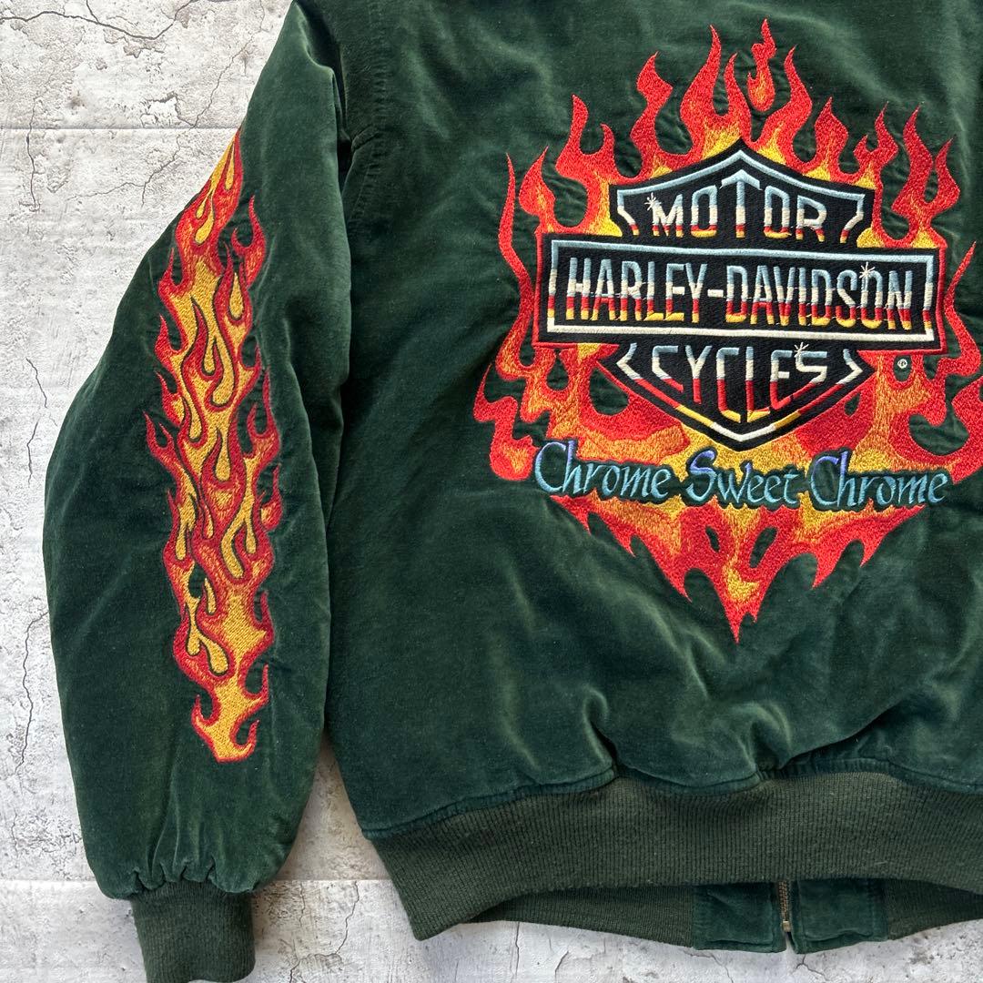 Harley-Davidson ベルベット ベロア　スカジャン グリーンM