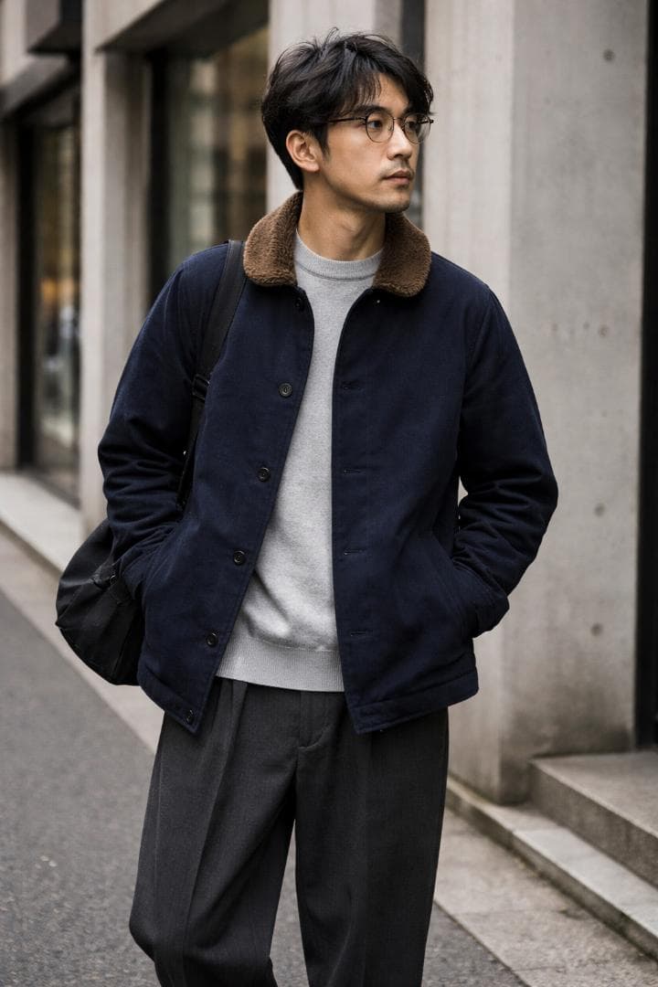 comme des garcons homme デッキジャケット ボア ネイビー